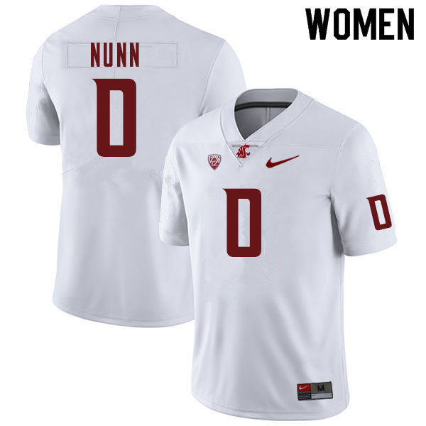 Women #0 Pat Nunn Washington Cougars College Football Jerseys Sale-White - Click Image to Close